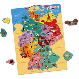 Janod Konturenpuzzle »Magnetische Landkarte Deutschland«, bunt