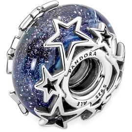 Pandora Charm Murano-Glas Moments "Sterne" Silber, blau 790015C00