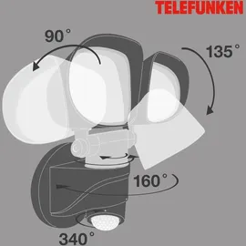 Telefunken Außenleuchte Kunststoff 16,0 cm mit Bewegungsmelder schwarz