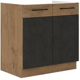 Küchen-Preisbombe Vigo Spülenschrank 80cm Eiche Lancelot Matera Grau Küchenzeile Küchenblock Küche