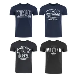 MUSTANG Tshirt Herren Baumwolle Regular Fit 4er Pack Regular Fit Blau XL