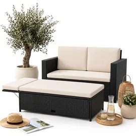 MuCoLa Polyrattan Loungesofa schwarz