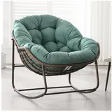 LuxusKollektion Schaukelsessel Schaukelstuhl Papasan Ei Outdoor Patio Kissen Grasgrün 1 Stück grün