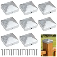 8 Stk Pfostenkappe 9x9cm,Zaunpfosten Kappen,Bodenhülsen für Holzpfosten 9x9cm, Zaun Abdeckkappen,Pfostenkappen,Quadratisch Zaunpfahlkappe für Holz Pfosten,mit 16 Schrauben (115, Gramm)