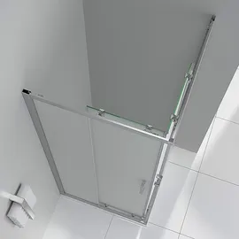 iflair Diana Eckdusche mit Schiebetür rechts 90 x 90 cm silber/satiniert DK77