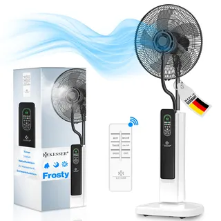 Kesser KESSER® Stand-Ventilator Frosty mit Wasser Ultraschall-Sprühnebel Wasserkühlung , inkl. Fernbedienung Timer-Funktion , Luftbefeuchter Leise , Nebelfunktion , Raumbefeuchter , Standventilator