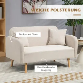 Homcom 2 Sitzer Sofa, Couch mit 2 Wurfkissen, gepolsterter Doppelsofa, mit Samtopik, Armlehne, Loveseat für Wohnzimmer, Schlafzimmer,