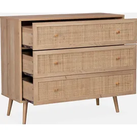 sweeek Kommode mit Holzeffekt 3 Schubladen Beige