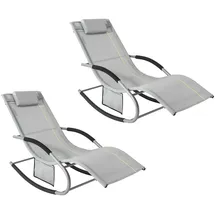 SoBuy Schaukelstuhl-Set für 2 Personen für den Garten Hellgrau 150x63x87cm Modern