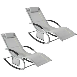SoBuy Schaukelstuhl-Set für 2 Personen für den Garten Hellgrau 150x63x87cm Modern