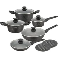 Klausberg Topf-Set 12-tlg. 2 x Kochtopf + 2 x Bratentopf + 2 x Stielkasserolle + 2 x Dämpfeinsatz + 2 x Fleischtopf