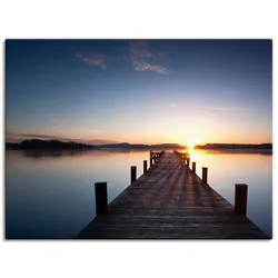 Leinwandbild ARTLAND "Sonnenstrahlen - Sonnenuntergang", blau (farbe bild(er): blau), B:80cm H:60cm T:1,8cm, Canvas, Leinwand, Bilder, auf Keilrahmen gespannt