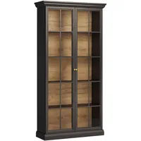 Konsimo® Vitrine, Schwarz, 103x200x37 cm, Hergestellt in Europa, Wohnzimmer,