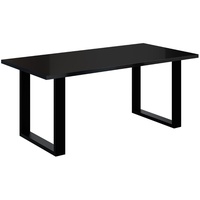 ALTDECOR Esstisch, ideal als Küchentisch oder Wohnzimmertisch, solide Konstruktion aus Möbelplatte - KLYN U - 160x90x75 cm - Schwarz Hochglanz/U