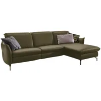 Livetastic Ecksofa, Olivgrün, Leder, Echtleder, Nappaleder, 4-Sitzer, Ottomane rechts, L-Form, 233x179 cm, Made in EU, Hocker erhältlich, Armteil links, rechts, Wohnzimmer, Sofas & Couches, Wohnlandschaften, Ecksofas