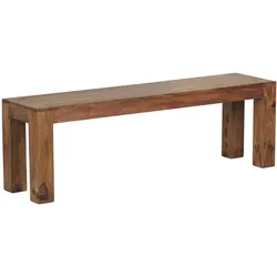 Kadima Design Sitzbank Landhaus-Stil: Massivholz Sheesham, 200 kg Belastung, handgefertigt. Braun, 140x35x45 cm
