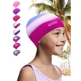 KIDVERSE Badekappe Kinder Lange Haare - Schwimmhaube Kinder mit Anti-Rutsch-Noppen - Badekappen für Schwimmer mit UV Schutz - Schwimmhaube Mädchen - Badehauben für Lange & voluminöse Haare