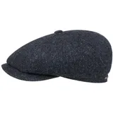 Stetson Hatteras Classic Wool Schirmmütze - Schiebermütze Herren - Flatcap mit Baumwollfutter - Herrencap mit Fischgrätmuster - Ballonmütze Herbst/Winter - Wintercap schwarz-blau 63 cm - 63