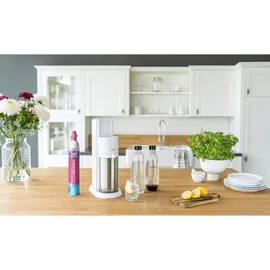 Sodastream Duo weiß + 2 Glaskaraffen+ 2 PET-Flaschen + Zylinder