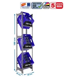 Simonrack Getränkekistenregal 180 x 40 x 30 cm Grau