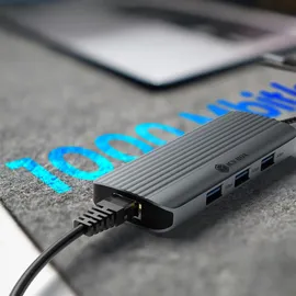 Icy Box IB-DK4034a-CPD (6-in-1) mit HDMI (4K 60Hz), 3X USB 3.2 HUB, 100W Power Delivery, Aluminium, Plug & Play, Windows & macOS,