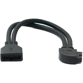 system-s USB 3.0 Kabel 25 cm 19 Pin Stecker zu 20 Pin Buchse Motherboard Right Angled Winkel 5 Gbit/s 100W