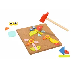 Tooky Toy Holz Hammerspiel Tap Tap TH155 Korkplatte 82 Teile verschiedene Formen bunt
