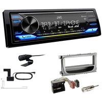 JVC KD-X472DBT 1-DIN Digital Autoradio mit Bluetooth DAB+ inkl. Einbauset für Ford C-Max 2007-2010 silber
