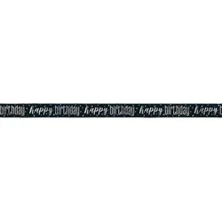 Banner schwarz & silber Happy Birthday