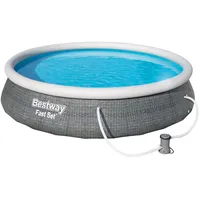 BESTWAY Fast Set Aufstellpool ⌀ 396 x 84 cm Grau inkl. Filterpumpe