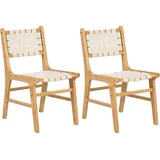 Esszimmerstühle 2er Set Holz Kunstleder Sitz hell braun / hell beige Humble