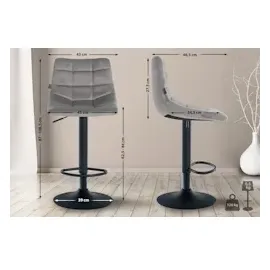 CLP Barhocker Jerry Samt grau/schwarz