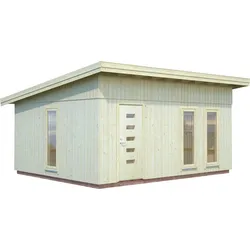 Gartenhaus PALMAKO "Nordic + Haus Annika", beige (naturbelassen), Fußboden im Gartenhaus, ohne Dacheindeckung, Gartenhäuser, inklusive Fußboden