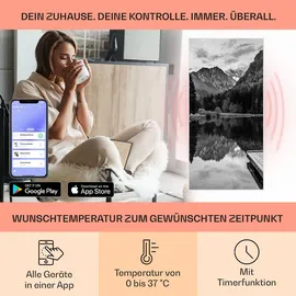 Klarstein Wonderwall Air Art Smart Home Bild-Infrarotheizung zur Wandmontage, IR mit IoT/WiFi App-Control, Feucht... - Grau