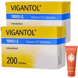 Vigantol 1000 I.E. Vitamin D3 Tabletten Colecalciferol bei Vitamin D Mangel und unterstützend bei Osteoporose I Sparset mit give-away von Pharma Perle (2 x 200 St.)