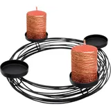 Metall Adventskranz schwarz für Stumpenkerzen - ø 36 cm - Kerzenhalter im Gitter Design mit 4 Kerzentellern - Weihnachten Advent Winter Tisch Deko