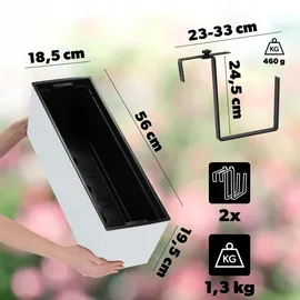 Kadax Blumenkasten 18 x 56 x 19,5 cm Weiß