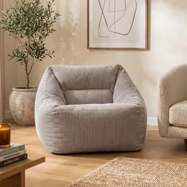 I.C.O.N. Icon Sitzsack Sessel für Erwachsene, Grau, Flauschiger Cord Stoff, Riesen Sitzsack Cord mit Füllung, Bean Bag Chair, Bequemer Sessel Wohnzimmer, Lounge, Schlafzimmer, Büro
