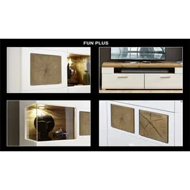 Innostyle Fun Plus Lowboard Holzwerkstoff/Eiche Altholz Weiß/Braun 80x51x47 cm - weiß