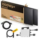 Kleines Kraftwerk 1000W Balkonkraftwerk XL Komplettset – 800W Wechselrichter mit WiFi & Bluetooth, 2×500W bifaziale Solarmodule, 5 m Kabel, Steckdose – Solaranlage Balkon ohne Halterung