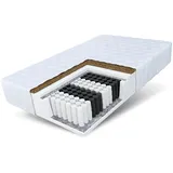 Fdm Home MAX Matratze 140x200 cm Taschenfederkern Höhe 24 cm Härtegrad H3 H4 7-Liegezonen Öko-Tex Allergikergeeignet Bezug Waschbar Kokosfaser-Einlage