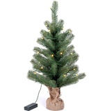 IC Winterworld Künstlicher Weihnachtsbaum »LED-Tannenbaum, künstlicher Christbaum, Höhe ca. 60 cm«, Nordmanntanne, Weihnachtsdeko mit Jutebeutel um den Betonfuß, Batteriebetrieb, grün