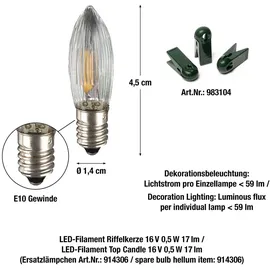 Hellum Lichterkette Filament-Riffelkerzen, 15-flammig