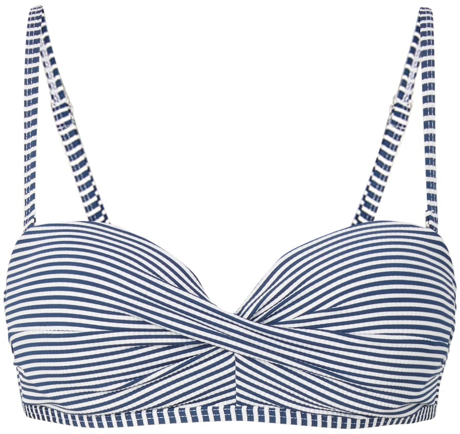 TOM TAILOR Damen Gestreiftes Bandeau-Bikinitop, blau, Streifenmuster, Gr. 40C
