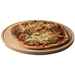 Boska Pizzabrett Amigo XL / Servierbrett ⌀44cm / Buchenholz / Mit Saftrinne / Auf fürs Frühstück, Lunch und Abendbrot / Rund