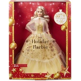 Barbie 2023 Holiday Puppe - 35. Jubiläumsedition mit goldenem Kleid, glitzernden Sternendetails und Echtheitszertifikat, saisonales Sammlergeschenk für Kinder ab 6 Jahren, HJX08