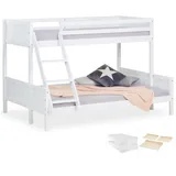 Homestyle4u Etagenbett 90x200 und 140x200 2 Matratzen Weiß Holz Kinder- - Jugendzimmer, Kindermöbel, Kinderbetten, Etagenbetten