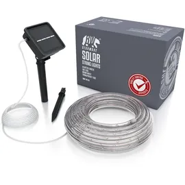 Bearware 3x LED-Lichterkette, Solar 10m warmweiß, Innen & Außen, Solarpanel mit Akku, 100 Leds, IP44