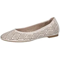 CAPRICE Damen Ballerinas aus Leder mit Lochmuster, Cremefarben (Offwhite Nappa), 40.5 EU