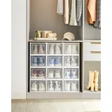 SONGMICS Schuhboxen, 12er Set, Schuh-Organizer aus Kunststoff, faltbar und stapelbar, für Schuhe bis